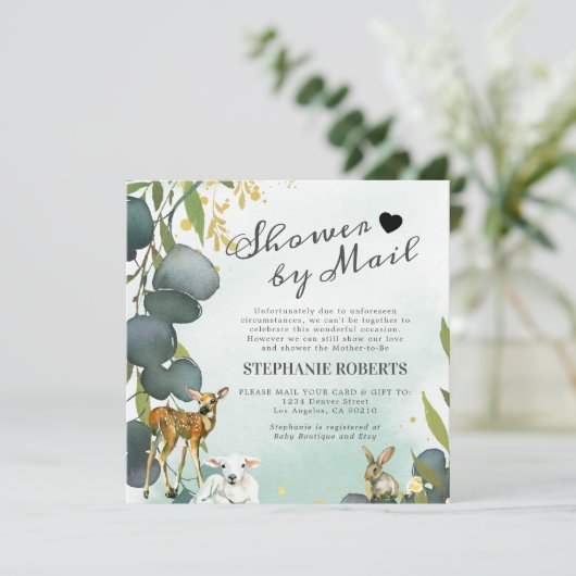 Invitation Douche par courrier | Baby shower des animaux de b (Debout devant)