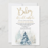 Invitation Douche par courrier baby shower d'hiver neutre pou (Devant)