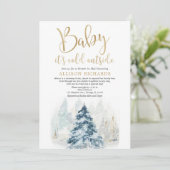 Invitation Douche par courrier baby shower d'hiver neutre pou (Debout devant)
