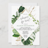 Invitation Douche par courrier baby shower tropical vert or (Devant)