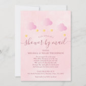 Invitation Douche par courrier bébé fille rose tendre à longu (Devant)