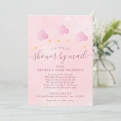 Invitation Douche par courrier bébé fille rose tendre à longu (Debout devant)