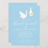 Invitation Douche Par Courrier Bouche Longue Distance Bleu (Devant / Derrière)