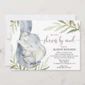 Invitation Douche par courrier, éléphant, baby shower sans di (Devant)
