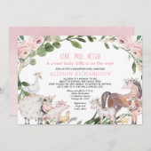 Invitation Douche par courrier Ferme Barnyard Bébée fille d'a (Devant / Derrière)