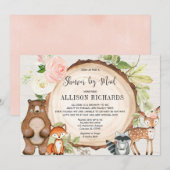 Invitation Douche par courrier fille baby shower d'animaux de (Devant / Derrière)