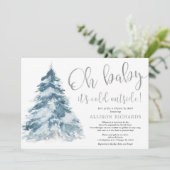 Invitation Douche par courrier hiver argent blanc baby shower (Debout devant)
