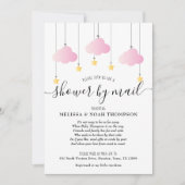 Invitation Douche Par Courrier Longue Distance Bébé Fille Ros (Devant)