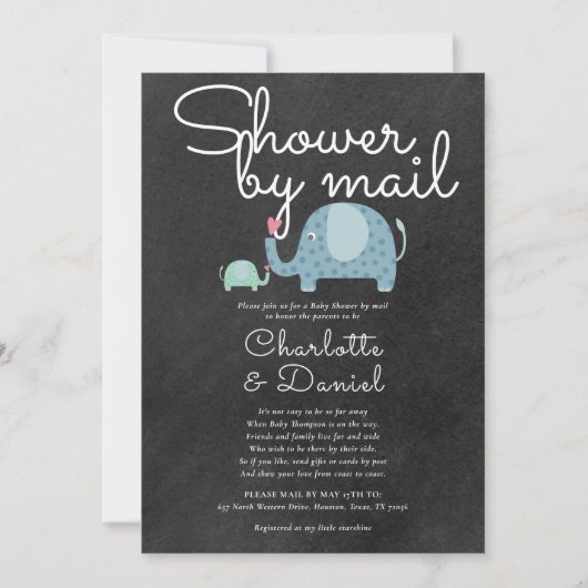 Invitation Douche Par Courrier Longue Distance Parachute (Devant)