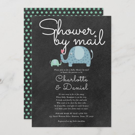 Invitation Douche Par Courrier Longue Distance Parachute (Devant / Derrière)