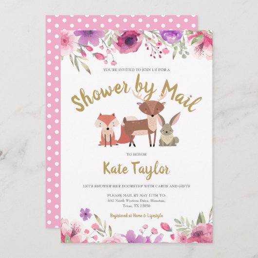 Invitation Douche Par Courrier Longue Distance Parachute (Devant / Derrière)