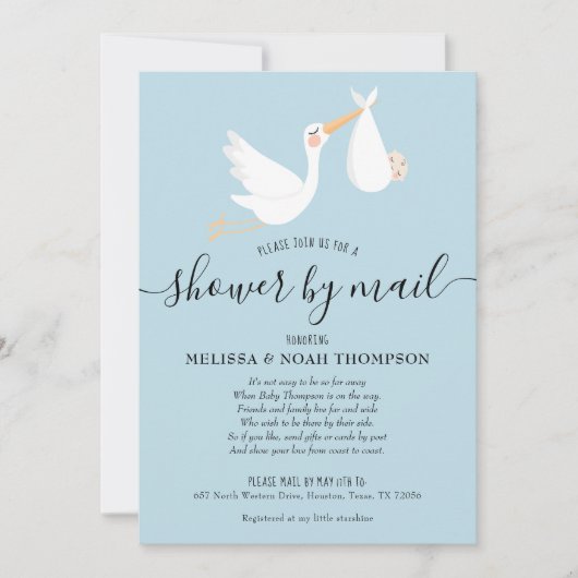 Invitation Douche Par Courrier Longue Distance Parachute (Devant)