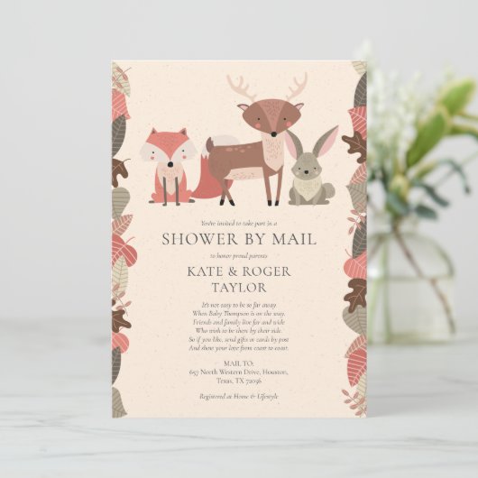 Invitation Douche Par Courrier Longue Distance Parsemer Bois (Debout devant)