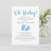 Invitation Douche par courrier | Oh Baby Boy Blue Baby Feet (Debout devant)