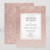 Invitation Douche par courrier Rose Gold Pailleté Longue Dist (Devant / Derrière)