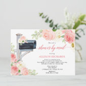 Invitation Douche par courrier rose pâle baby shower fille (Debout devant)
