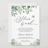 Invitation Douche Par Courrier Script Vert Eucalyptus Feuille (Devant)