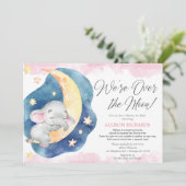 Invitation Douche par courrier sur la lune baby shower fille  (Debout devant)
