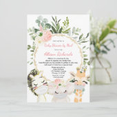 Invitation Douche par courrier vert verdure or fille baby sho (Debout devant)