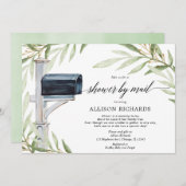 Invitation Douche par courrier vert verdure or genre neutre b (Devant / Derrière)