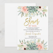 Invitation Douche par Fête des mariées Succulents de courrier (Devant / Derrière)