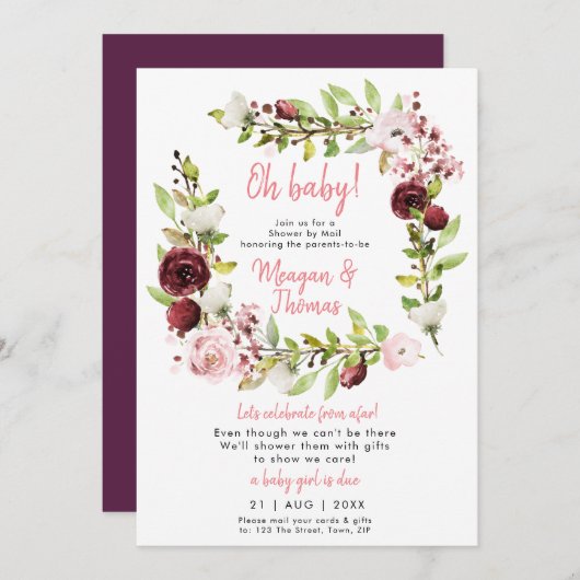 Invitation douche par la poste à partir de l'invitation baby (Devant / Derrière)