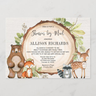 Invitation Douche par la poste baby shower d'animaux de bois 