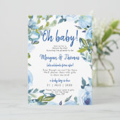 Invitation douche par la poste de baby shower floral lointain (Debout devant)