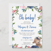Invitation douche par la poste de l'ours lointain bleu baby s (Devant)