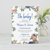Invitation douche par la poste de l'ours lointain bleu baby s (Debout devant)