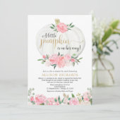 Invitation Douche par la poste fille citrouille blanche or ro (Debout devant)