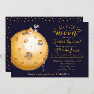 Invitation Douche par la poste, lune de fromage, parties scin