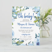 Invitation douche par mail à partir de baby shower bleu loint (Debout devant)