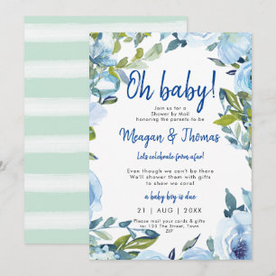 Invitation douche par mail à partir de baby shower bleu loint