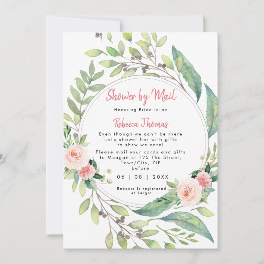 Invitation douche par mail afar floral nuptiale (Devant)