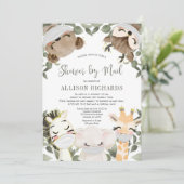 Invitation Douche par Mail animaux mignons avec baby shower d (Debout devant)