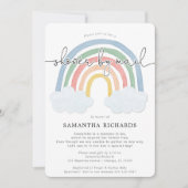 Invitation Douche par Mail aquarelle baby shower arc-en-ciel (Devant)