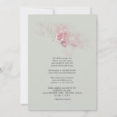 Invitation Douche par Mail Aquarelle bleu Dusty Fleurs Roses (Dos)