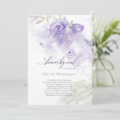 Invitation Douche par Mail Aquarelle Lilac Purple Floral (Debout devant)