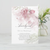 Invitation Douche par Mail Aquarelle Rose Duisier Fleurs rose (Debout devant)