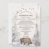 Invitation Douche par Mail AquarelleForêt Bois Ours Bébé (Devant)