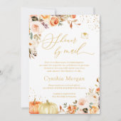 Invitation Douche Par Mail Automne Or Floral Boho Chic (Devant)