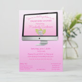 Invitation Douche Par Mail Bébé Fille Rose en ligne (Debout devant)