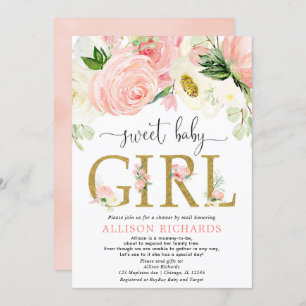 Invitation Douche par mail blush rose or fille baby shower