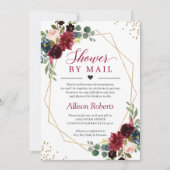 Invitation Douche Par Mail Burgundy Marine Floral Or Géométri (Devant)