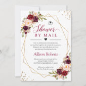Invitation Douche Par Mail Burgundy Rouge Floral Or Géométriq (Devant)