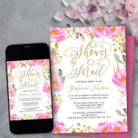 Douche par Mail Calligraphie rose et or Floral