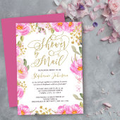 Invitation Douche par Mail Calligraphie rose et or Floral