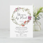 Invitation douche par mail fleurie nuptiale virtuelle (Debout devant)