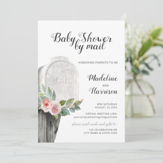 Invitation Douche par Mail Floral Green Virtual Long Distance (Debout devant)